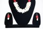 Handcrafted Shell Circle Necklace & Earring Set with Red Dori | Ethnic Coastal Elegance