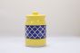 Khurja Pottery Pickle Jar – Yellow with Blue Lining, 7.5 Inches