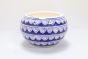 Khurja Pottery Outdoor Pot – Apple Shape, Navy Blue, Large Size (6 Inches)