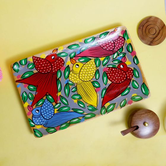 Pattachitra Painting Wooden Tray 8*12Inch
