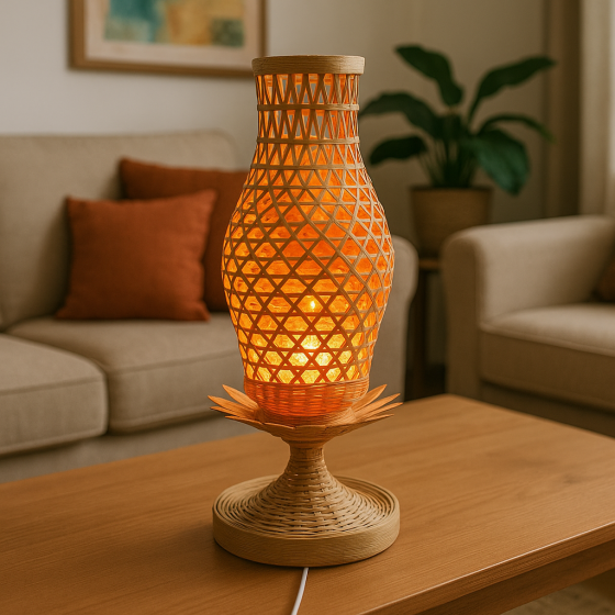 andcrafted 14-Inch Bamboo Table Lamp – Eco-Friendly Home Décor