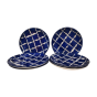 Khurja Pottery Full-Size Dinner Plates – Set of 6 (Blue, 11")