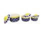 Khurja Pottery Donga 3Pc Blue & Yellow Color | Microwave Safe | Hand painted | Kitchen ware | Home Décor |Blue Yellow