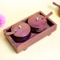 Wooden Masala Container Set Of 2 With Tray