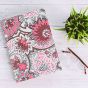 Handcrafted Diary Notepad – White Base with Pink Floral Print | 6x9 Inches | Eco-Friendly Stationery by SHG Artisans