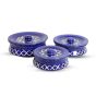 Khurja pottery chapati donga Dark Blue Set of 3 | Donga for Chapati | Kitchen Essentials | Ceramic Tableware in Dark Blue