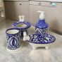 Khurja Pottery Bathroom Set Mugal Painting Blue New || Set of 4 ||