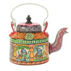Hand-Painted Decorative Kettle with Traditional Folk Art