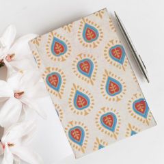 Handcrafted Pocket Diary &ndash; White Base with Blue & Red Heart Floral Print | 4x6 Inches | Eco-Friendly SHG Product