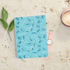 Handcrafted Fabric-Covered Notebook &ndash; Blue Leaf Print | Eco-Friendly Stationery by SHG Artisans