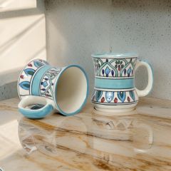 Khurja Pottery Milk Mug Mehrab Sky Blue || Set of 2 ||