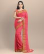 Chanderi Shoulder Pallu || Silk Cotton Strawberry || 6.5 Mtr || Saras Aajeevika