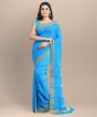 Chanderi Shoulder Pallu || Silk Cotton Royal Blue || 6.5 Mtr || Saras Aajeevika