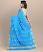 Chanderi Shoulder Pallu || Silk Cotton Royal Blue || 6.5 Mtr || Saras Aajeevika
