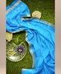 Chanderi Shoulder Pallu || Silk Cotton Royal Blue || 6.5 Mtr || Saras Aajeevika