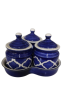Khurja Pottery Jar and Tray Set | Home Decor | Handmade Ceramic Handicraft | Interior Room Decor | Blue