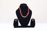 Elegant Cotton Neckpiece with Red Dori & Pipe Beads | Handcrafted Charm