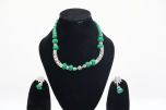 Silver-Toned Necklace with Pipe Beads & Green Thread Dori | Handcrafted Artisan Jewelry